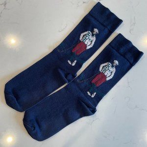 Polisox Golf Theme Men’s Socks 1 pair Blue with Golfer Design on both sides